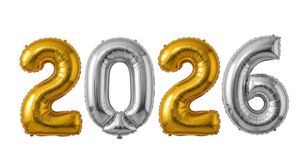 2026 balloon isolated on transparent background for new year celebration