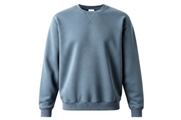 Blank slate blue crewneck sweatshirt isolated on a transparent background