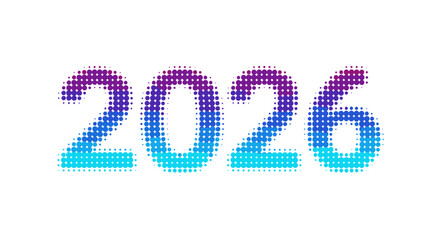 New Year 2026 celebration glowing gradient numbers isolated on transparent background festive bright future outlook artistic design