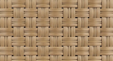Intricate Light Brown Woven Rattan Texture: Seamless Basket Weave Pattern Background