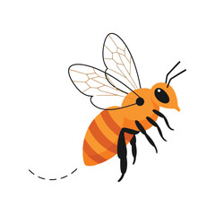 Cute cartoon bee illustration flying insect nature wildlife honeybee pollinator garden vector