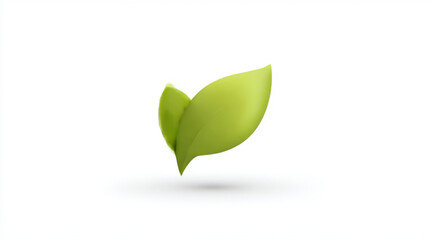 Stylized two green leaves, vibrant green and white, representing nature and organic growth.