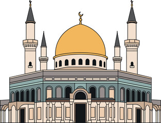 Al-Aqsa Mosque - Flat Vector Illustration Front View