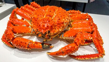 Isolated Red King Crab ready for preparing delicious meal in gourmet seafood restaurant white background