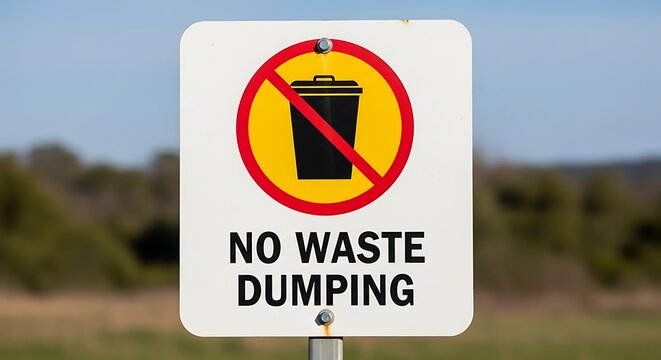 No waste dumping sign illegal dumping prevention environmental protection public service announcement