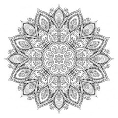 Intricate mandala design coloring page abstract floral pattern for relaxation and mindfulness