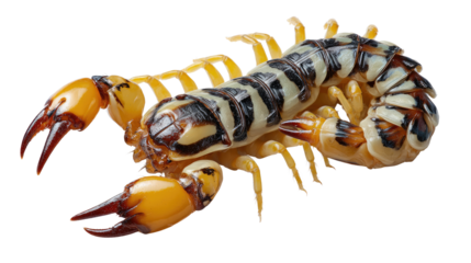 Giant Desert Centipede : a striking macro shot of a vibrant giant desert centipede showcases its segmented body, powerful jaws, and unique patterns.