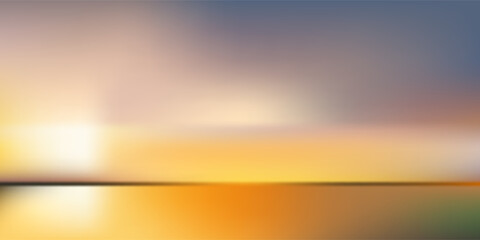 Sunset, Sky clouds over sea in the Evening with Orange Dusk sky background.