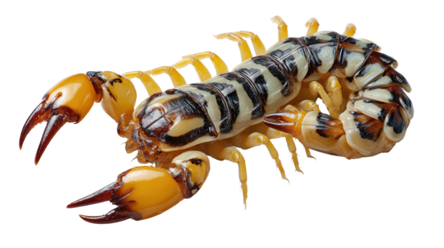 Giant Desert Centipede : a striking macro shot of a vibrant giant desert centipede showcases its segmented body, powerful jaws, and unique patterns.