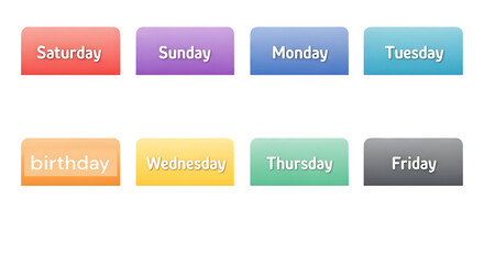 Colorful Weekday and Event Labels Set – Gradient Buttons for Calendar or Planner Design