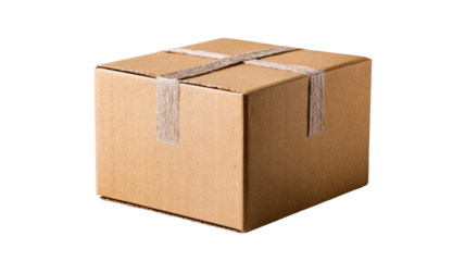 A simple shot of a closed cardboard box sealed with tape showing packaging, delivery, storage and shipping concept isolated on white background
