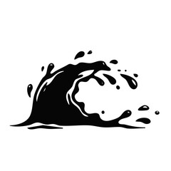 Black Liquid Splash or Breaking Wave Silhouette Vector Illustration