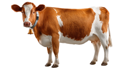 Dairy cow in natural posture: A captivating portrait of a domestic cow, a symbol of rural charm and agricultural abundance, standing gracefully.