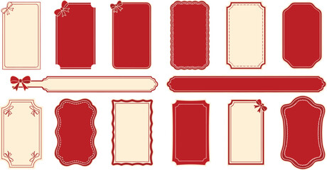 Set of Elegant Red and Beige Decorative Frames for Various Occasions