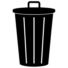 Silhouette of Waste Bin on white background