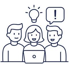 “Team Brainstorming and Collaboration Icons – Modern Workplace Flat Vector