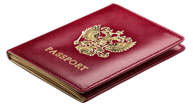 Journey Essential: Close-up of a crimson passport. it is a symbol of international travel, identity, and global exploration.