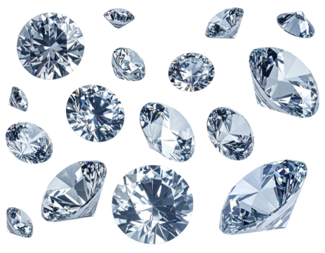 Sparkling gems, varied sizes and orientations, presented against a black background