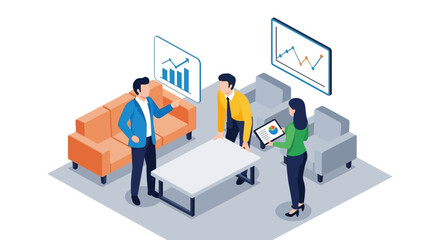 Business Team Meeting with Charts and Data Analysis.