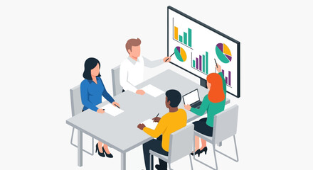 Business Team Meeting Around a Conference Table.