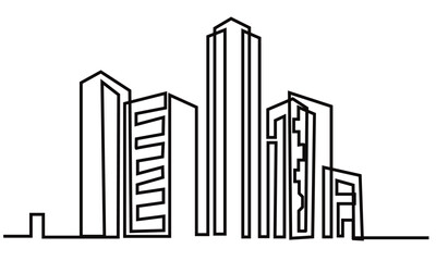 silhouette of a High rise building of line art using CAD 
