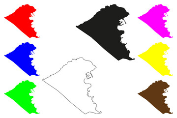 Al Hoceima city (Kingdom of Morocco) map vector illustration, scribble sketch Al Hoceima map