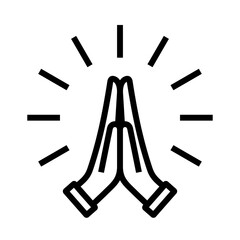 Prayer icon. Emoji of clasped hands, palms. Symbol of request, apology, or gratitude. Pictogram for 