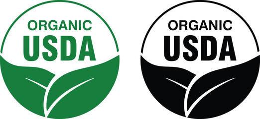 Organic USDA Seal in Green and Black | Vector Logos for Certified Products and Eco-Friendly Packaging