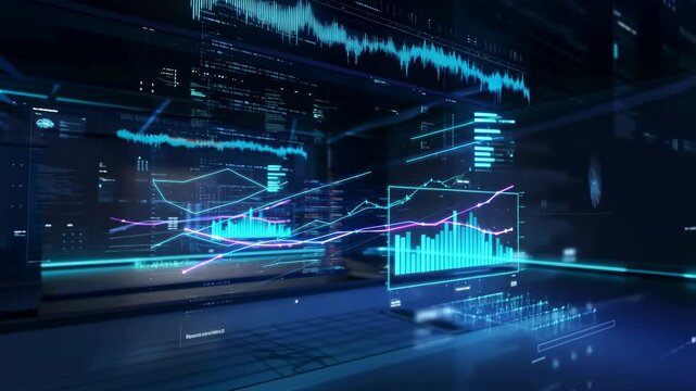 Dynamic Visualization of Data Analytics with Graphical Representations in Financial Market Trends and Statistical Metrics Using Advanced Digital Interfaces