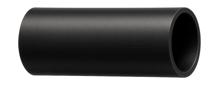 UV and chemical-resistant black plastic pipe for commercial landscaping irrigation.