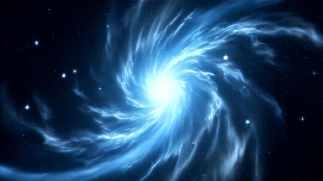 Stunning blue spiral galaxy with luminous core and distant stars
