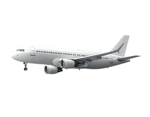 Obraz premium Side view of a white commercial airliner against a black background, illustrating aviation