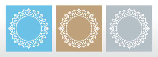 Set of decorative frames Elegant vector element for design in Eastern style, place for text. Floral colored borders. Lace illustration for invitations and greeting cards