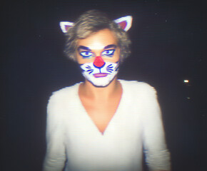Woman with Cat Face Paint