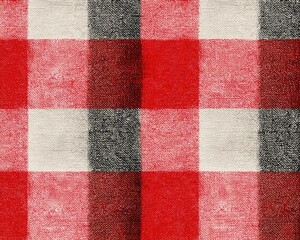 Red plaid gingham check hand drawn background seamless pattern overlay