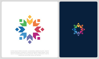 Abstract people colorful logo icon design minimal style illustration. community logo icon vector isolated.	
