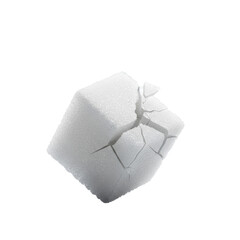 transparent sugar cube fracturing, delicate crack, glistening crystalline interior, sparkling dust, isolated on transparent, extreme macro close-up, fragile perfection and microscopic beauty