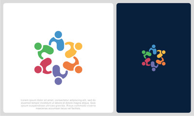 Abstract people colorful logo icon design minimal style illustration. community logo icon vector isolated.	
