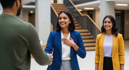 Business Professionals Handshake in Modern Office Environment