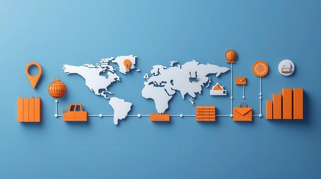 Timeline infographic showing key trade war events with illustration symbols