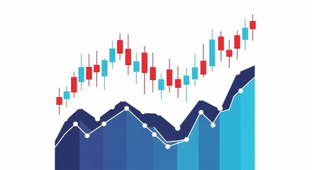 Uptrending Stock Market Candlestick Chart and Financial Growth Graph