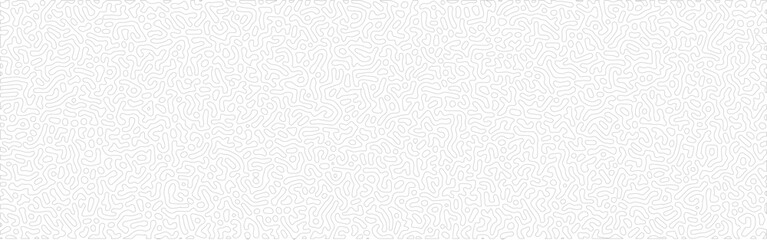 Seamless abstract Turing pattern background of thin black continuous maze lines on white, organic reaction diffusion design symbolizing cellular or biological growth, modern minimalist texture for tec