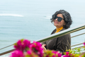 A woman wearing sunglasses