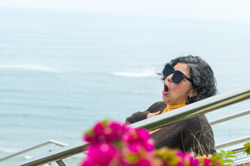 A woman wearing sunglasses