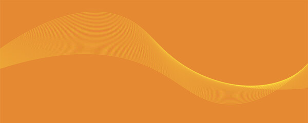Abstract Art Wavy Yellow Lines Flowing on Orange Background Illustration Design