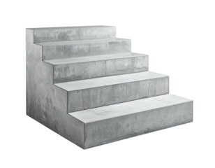Solid, concrete steps ascend from a base. Each step's surface is visible, offering a modern minimalist structure