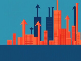 Fototapeta premium Iconbased infographic of industry losses with down arrows