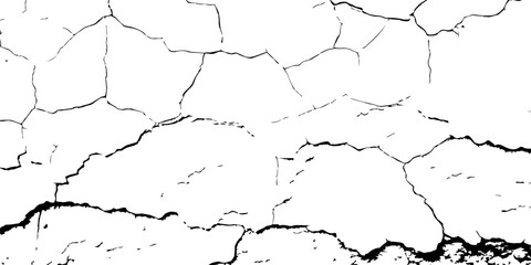 Illustrate abstract broken ground, with bold black cracks creating sharp geometric patterns across a white surface.