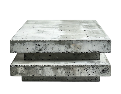 Two rectangular concrete slabs stacked, revealing their texture against a black background - Powered by Adobe