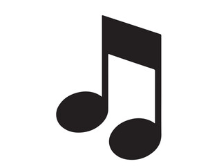  Music note in silhouette white background.